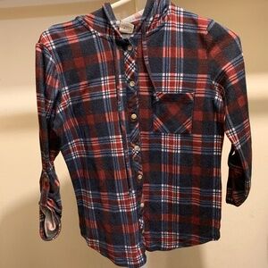 Flannel blue and red with hood